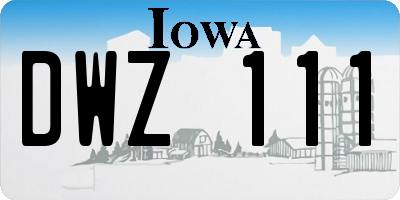 IA license plate DWZ111