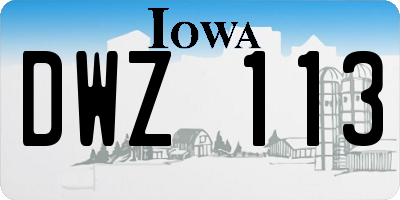 IA license plate DWZ113