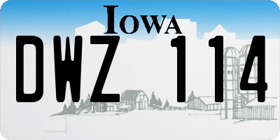 IA license plate DWZ114