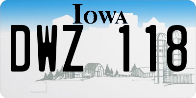 IA license plate DWZ118