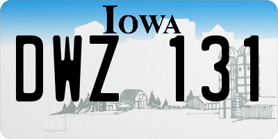 IA license plate DWZ131
