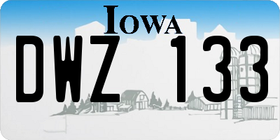 IA license plate DWZ133