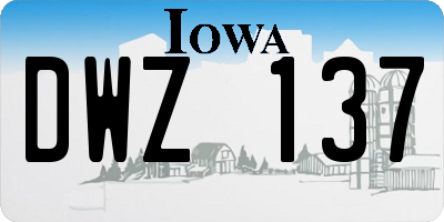 IA license plate DWZ137