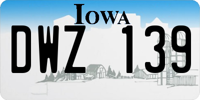 IA license plate DWZ139