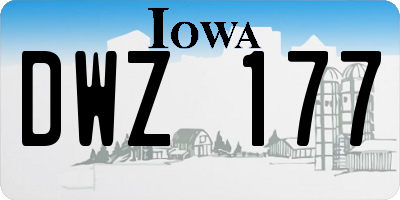 IA license plate DWZ177