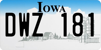 IA license plate DWZ181