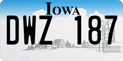IA license plate DWZ187