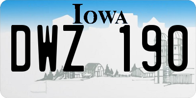 IA license plate DWZ190