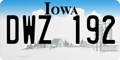 IA license plate DWZ192