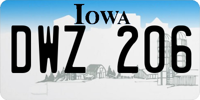 IA license plate DWZ206