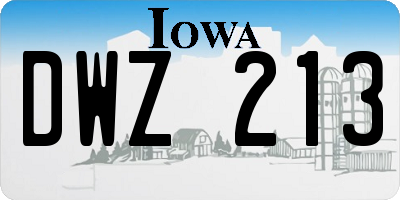 IA license plate DWZ213