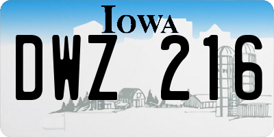 IA license plate DWZ216