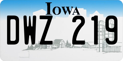IA license plate DWZ219