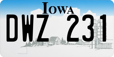 IA license plate DWZ231
