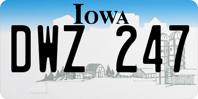 IA license plate DWZ247