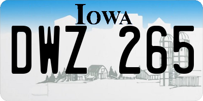 IA license plate DWZ265