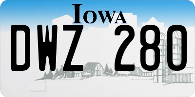 IA license plate DWZ280