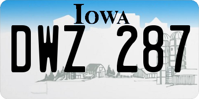 IA license plate DWZ287