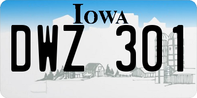 IA license plate DWZ301