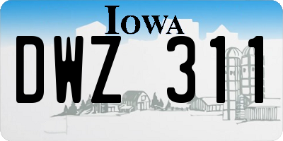 IA license plate DWZ311