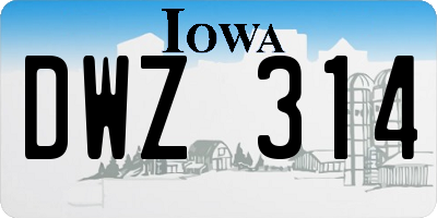 IA license plate DWZ314