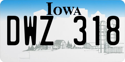 IA license plate DWZ318