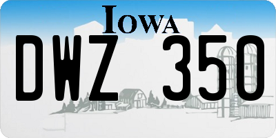 IA license plate DWZ350