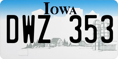 IA license plate DWZ353