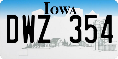 IA license plate DWZ354
