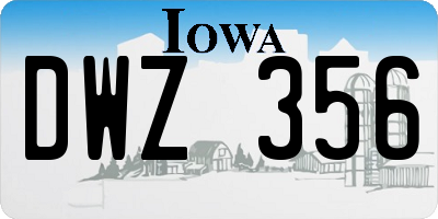 IA license plate DWZ356