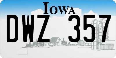 IA license plate DWZ357