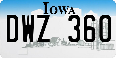 IA license plate DWZ360