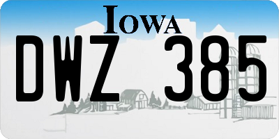 IA license plate DWZ385