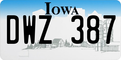 IA license plate DWZ387