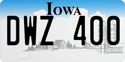 IA license plate DWZ400