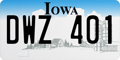 IA license plate DWZ401