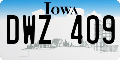 IA license plate DWZ409