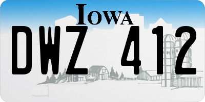 IA license plate DWZ412