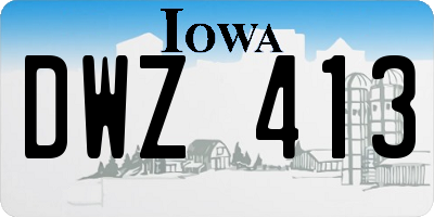 IA license plate DWZ413
