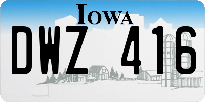 IA license plate DWZ416
