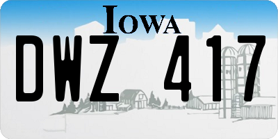 IA license plate DWZ417