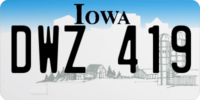 IA license plate DWZ419