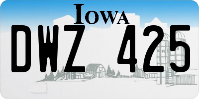 IA license plate DWZ425