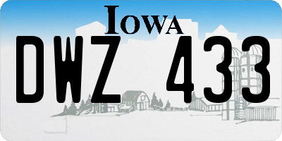 IA license plate DWZ433