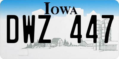 IA license plate DWZ447
