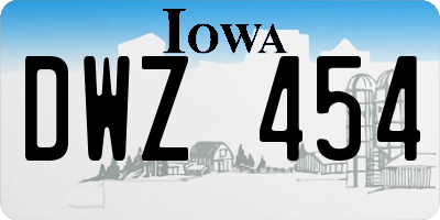 IA license plate DWZ454
