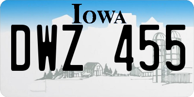 IA license plate DWZ455
