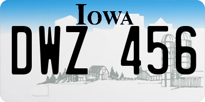 IA license plate DWZ456