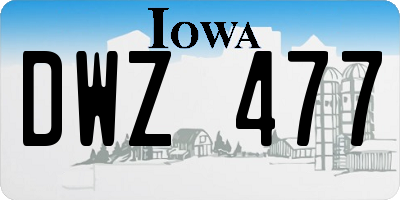 IA license plate DWZ477