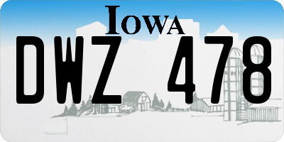 IA license plate DWZ478